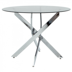 Τραπεζαρία με Καρέκλες Aurora μαύρο και Τραπέζι Antoro γυαλί με βάση χρωμίου Φ80x75εκ Σετ 5τεμ