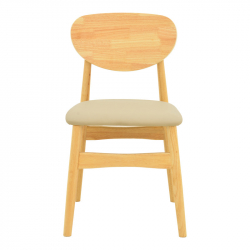 Καρέκλα Cardith pakoworld rubberwood-plywood σε φυσική απόχρωση-pu μπεζ 48x51x78εκ