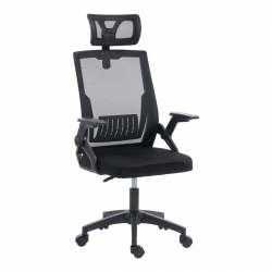 Καρέκλα γραφείου Plymot pakoworld mesh χρώμα μαύρο 48x58x112-122εκ