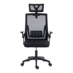 Καρέκλα γραφείου Plymot pakoworld mesh χρώμα μαύρο 48x58x112-122εκ