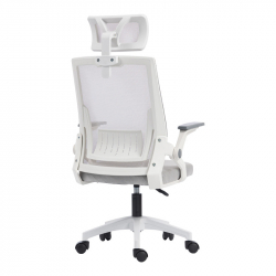 Καρέκλα γραφείου Plymot pakoworld λευκή - mesh γκρι 48x58x112-122εκ
