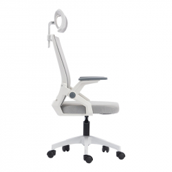 Καρέκλα γραφείου Plymot pakoworld λευκή - mesh γκρι 48x58x112-122εκ