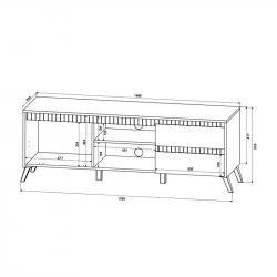 Έπιπλο τηλεόρασης Belka pakoworld κρεμ με oak 155x45x53,6εκ