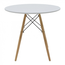 Τραπεζαρία με Πολυθρόνες Ezra cappuccino και Τραπέζι Julita λευκό Φ80x73εκ Σετ 5τεμ