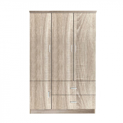 CLOSET Ντουλάπα Τετράφυλλη, 5 Ράφια, 2 Συρτάρια, Θέσεις για Κρεμάστρες, Απόχρωση Sonoma  120x50x180cm
