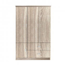 CLOSET Ντουλάπα Τετράφυλλη, 5 Ράφια, 2 Συρτάρια, Θέσεις για Κρεμάστρες, Απόχρωση Sonoma  120x50x180cm