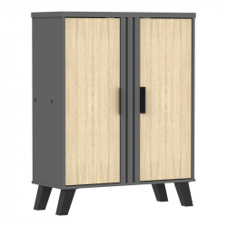 Παπουτσοθήκη-ντουλάπι Shoby pakoworld sonoma-ανθρακί 70.5x30x91εκ