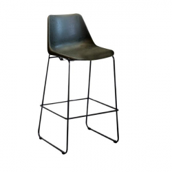 PROXY ΣΚΑΜΠΟ BAR ΜΕΤΑΛΛΙΚΟ FROSTED BLACK/ΔΕΡΜΑΤΙΝΗ VINTAGE BLACK 45Χ54Χ105