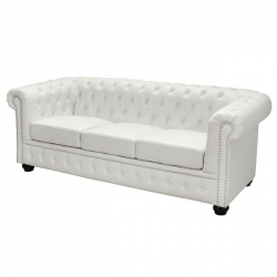 ΚΑΝΑΠΕΣ 3ΘΕΣΙΟΣ T.CHESTERFIELD HM3009.02 ΤΕΧΝΟΔΕΡΜΑ ΛΕΥΚΟ ΜΑΤ 208x90x73 εκ.