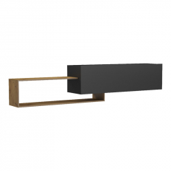 Έπιπλο τηλεόρασης επιτοίχιο Olande pakoworld oak-μαύρο 210x35x48εκ