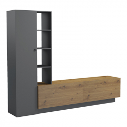 Σύνθετο σαλονιού Tilveo pakoworld oak-ανθρακί 230x41.5x180εκ