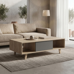 Τραπέζι σαλονιού Elonza pakoworld sonoma-ανθρακί 120x60x36εκ
