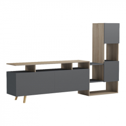 Σύνθετο σαλονιού Defry pakoworld sonoma-ανθρακί 177.5x31.5x110εκ