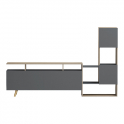 Σύνθετο σαλονιού Defry pakoworld sonoma-ανθρακί 177.5x31.5x110εκ