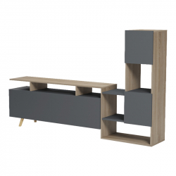 Σύνθετο σαλονιού Defry pakoworld sonoma-ανθρακί 177.5x31.5x110εκ