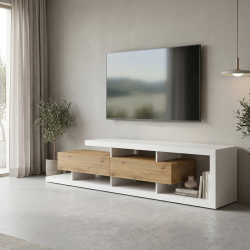 Έπιπλο τηλεόρασης Arbero pakoworld λευκό-oak 198x40x45εκ
