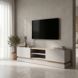 Έπιπλο τηλεόρασης Wendo pakoworld γκρι-sonoma 200x37x47εκ