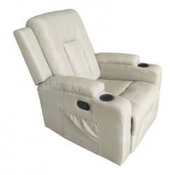 Πολυθρόνα relax με μηχανισμό massage Gessel pakoworld μπεζ ύφασμα 80x90x98εκ