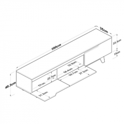 Έπιπλο τηλεόρασης Kasandra pakoworld μπεζ μαρμάρου-sonoma 180x35x48.5εκ