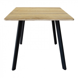 Τραπέζι Squaro pakoworld sonoma mdf με μαύρα μεταλλικά πόδια 80x80x75εκ