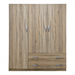 Ντουλάπα τρίφυλλη με 2 συρτάρια Alvia pakoworld sonoma 150x51x180εκ