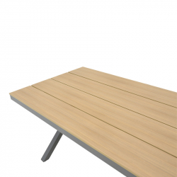 Τραπέζι Thorio pakoworld plywood σε φυσική απόχρωση και πόδι αλουμινίου γκρι 160x90x75εκ