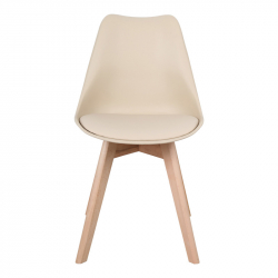 Καρέκλα Gaston pakoworld PP-PU taupe απόχρωση- φυσικό πόδι 43x51x75εκ