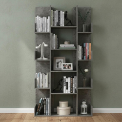 Βιβλιοθήκη Charles pakoworld μελαμίνης γκρι oak 90x31x182.5εκ