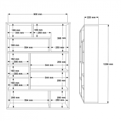Βιβλιοθήκη Decora pakoworld σε oak-λευκό απόχρωση 90x22x123.6εκ