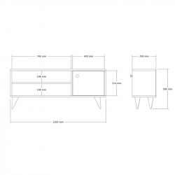 Έπιπλο τηλεόρασης Wison pakoworld σε sonoma απόχρωση 120x29x50εκ
