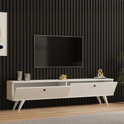 Έπιπλο τηλεόρασης Jate pakoworld σε λευκή απόχρωση 160x25x40εκ