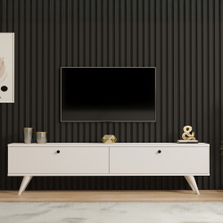 Έπιπλο τηλεόρασης Jate pakoworld σε λευκή απόχρωση 160x25x40εκ