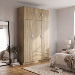 Ντουλάπα τρίφυλλη με πατάρι Alvia pakoworld sonoma 150x51x240εκ