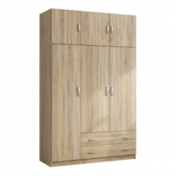 Ντουλάπα τρίφυλλη με πατάρι Alvia pakoworld sonoma 150x51x240εκ