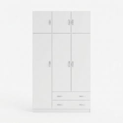 Ντουλάπα τρίφυλλη με πατάρι Alvia pakoworld λευκό 150x51x240εκ