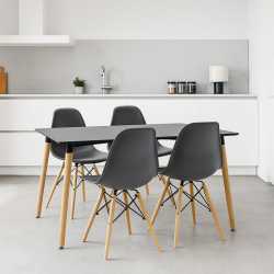 Τραπεζαρία Natali-Julita pakoworld σετ 5τεμ μαύρο-φυσικό 120x80x76εκ