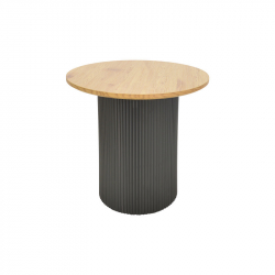 Βοηθητικό τραπέζι Dovel pakoworld mdf σε sonoma -μαύρο μέταλλο Φ50x50εκ