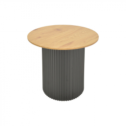 Βοηθητικό τραπέζι Dovel pakoworld mdf σε sonoma -μαύρο μέταλλο Φ50x50εκ