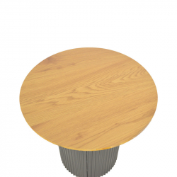 Βοηθητικό τραπέζι Dovel pakoworld mdf σε sonoma -μαύρο μέταλλο Φ50x50εκ
