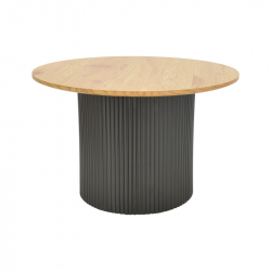 Τραπέζι σαλονιού Dovel pakoworld mdf σε sonoma-μαύρο μέταλλο Φ70x45εκ