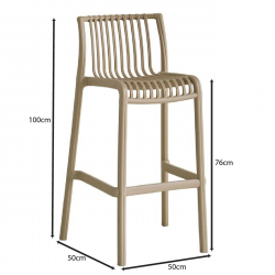 MODENA Σκαμπό Bar Στοιβαζόμενο PP-UV Protection Tortora  50x50x76/100cm