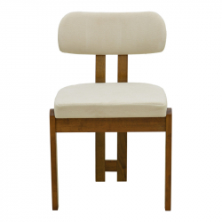 Καρέκλα Genoa pakoworld καρυδί rubberwood και εκρού ύφασμα 50x43x82εκ