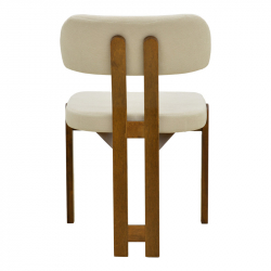 Καρέκλα Genoa pakoworld καρυδί rubberwood και εκρού ύφασμα 50x43x82εκ