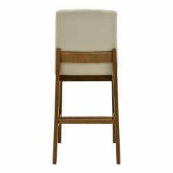 Σκαμπό μπαρ Dalby pakoworld καρυδί rubberwood και εκρού ύφασμα 50x45x102,5εκ