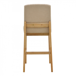 Σκαμπό μπαρ Dalby pakoworld sonoma rubberwood και μπεζ ύφασμα 50x45x102,5εκ