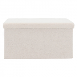 Σκαμπό-μπαούλο Forward pakoworld ύφασμα μπουκλέ ivory 76.5x38x37.5εκ