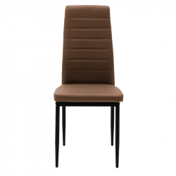 Καρέκλα Parker pakoworld cappuccino PU με μεταλλικό μαύρο πόδι 41x48x96εκ