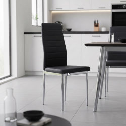 Καρέκλα Parker pakoworld μαύρο PU με πόδι χρωμίου 41x48x96εκ
