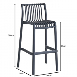 MODENA Σκαμπό Bar Στοιβαζόμενο PP-UV Protection Ανθρακί  50x50x76/100cm