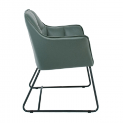 POLLY Πολυθρόνα Μέταλλο Βαφή Μαύρο, Ύφασμα Suede Olive Green  67x64x82cm